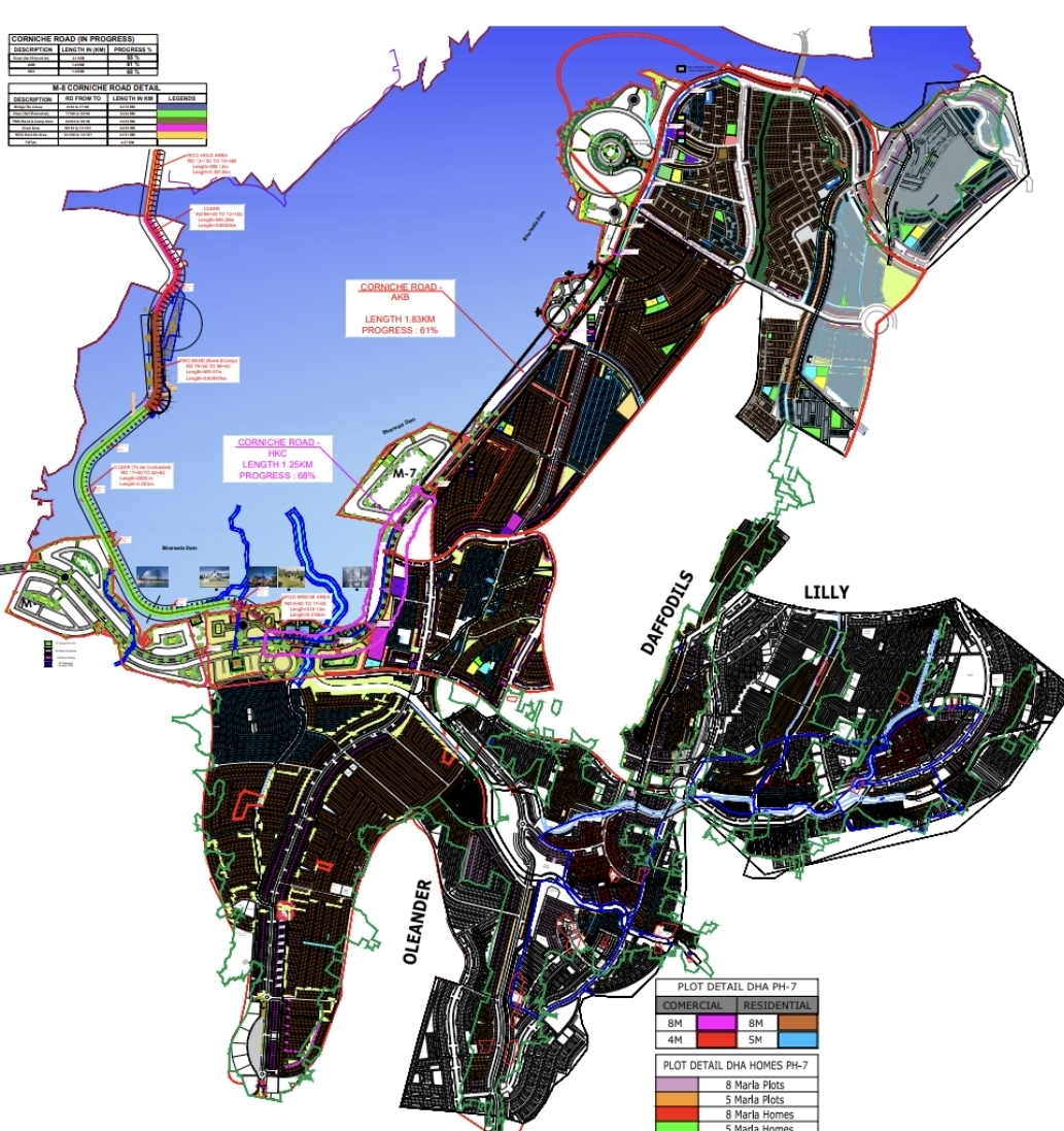 Dha Valley Phase 7 Latest Map with Marine Drive