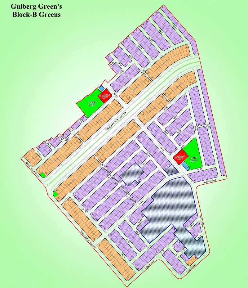 Gulberg Greens B Block 5 Marla Plots Map