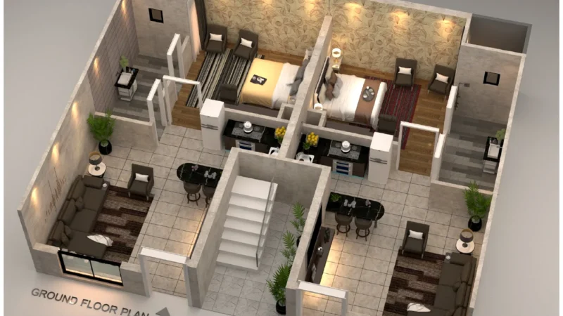 02 3 5 Marla Axonometric Interior