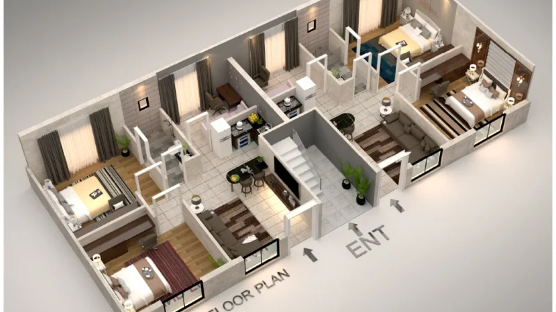 02 5 Marla Axonometric Interior