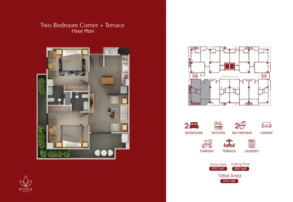 Two Bedrooms Corner + Terrace